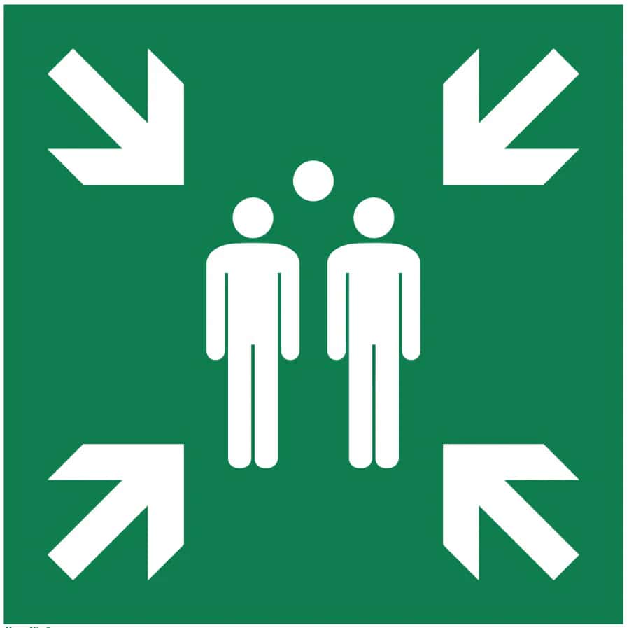 Rettungszeichen "Sammelstelle" (Sammelplatz) – nachleuchtend, 400 x 400 mm