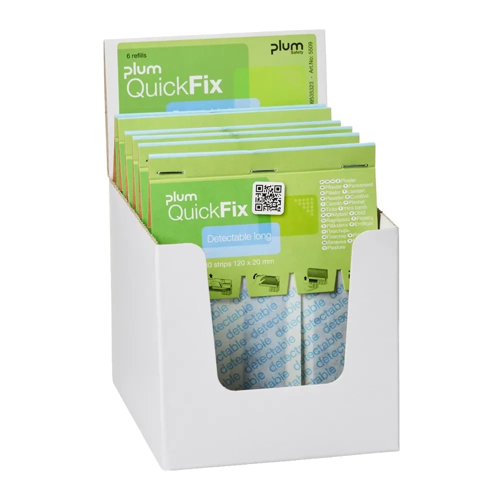 Plum QuickFix Nachfüllpackung – 30 detektierbare Fingerpflaster blau, lang (120 × 20 mm) 3