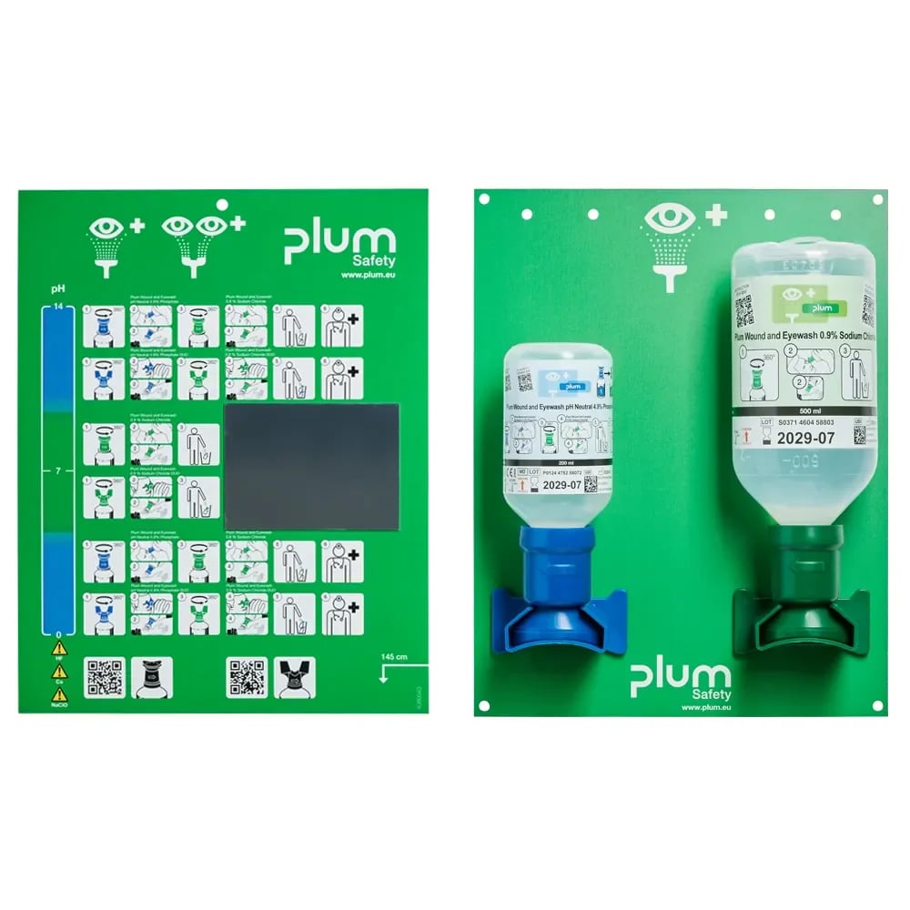 Plum Augenspülstation Open Station Double – 200 ml pH Neutral + 500 ml NaCl 2