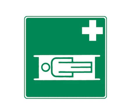 Rettungszeichen "Krankentrage" – nachleuchtend, 200 x 200 mm - Produktbild Rettungszeichen "Krankentrage" – nachleuchtend, 200 x 200 mm