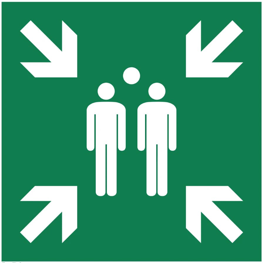 Rettungszeichen "Sammelstelle" (Sammelplatz) – nachleuchtend, 400 x 400 mm - Holthaus Medical Rettungszeichen "Sammelstelle" (Sammelplatz) – nachleuchtend, 400 x 400 mm